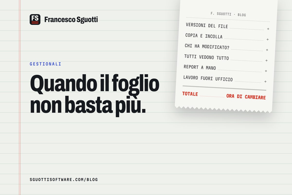Uno scontrino da calcolatrice con i segnali che un foglio Excel non basta più