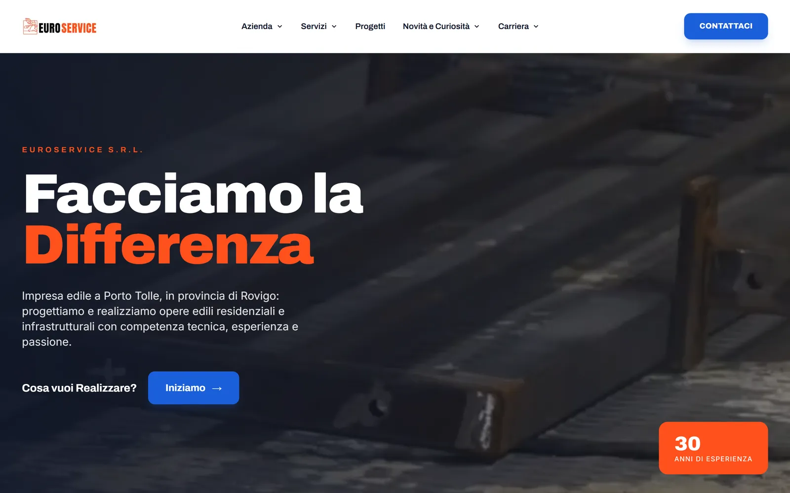 La home page di euroservicedilizia.it con il titolo Facciamo la Differenza su fondo scuro