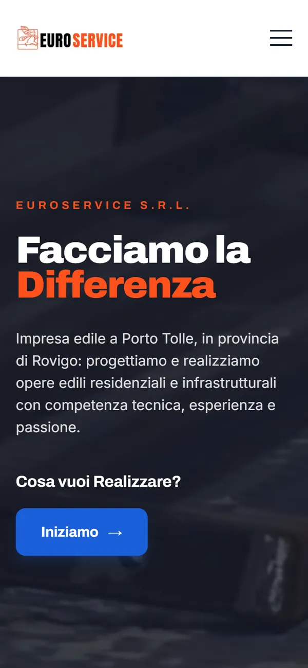 La home page di Euroservice vista da telefono