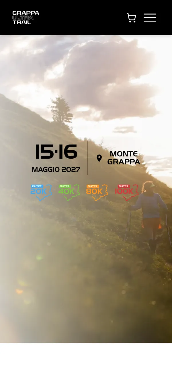 La home page del Grappa Ultra Trail vista da telefono