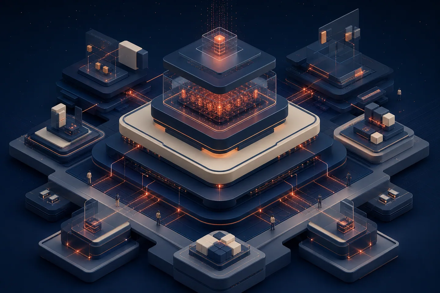 Piattaforme SaaS Visual AI di una piattaforma SaaS a moduli scalabili attorno a un nucleo centrale