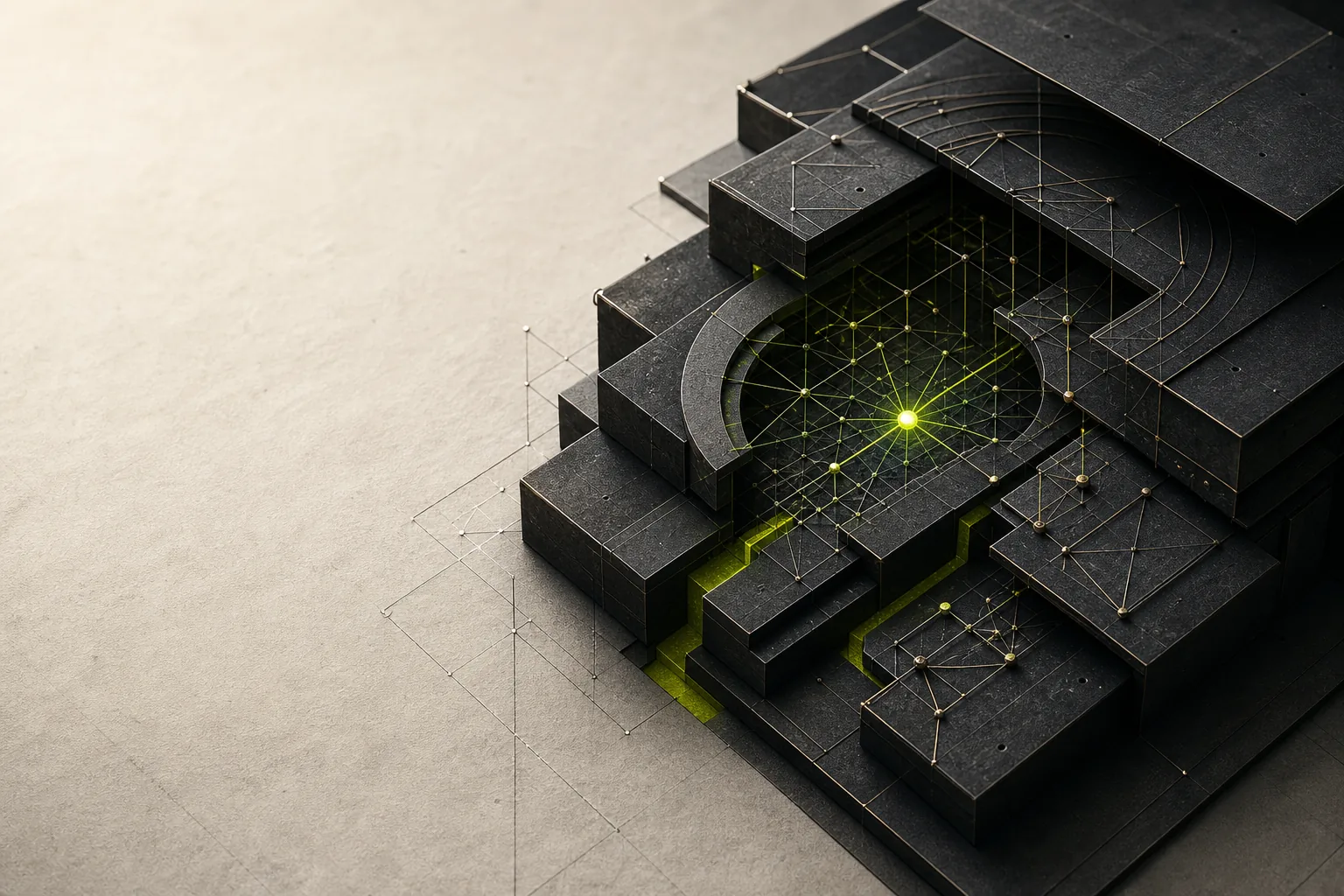 Illustrazione AI astratta di un sistema tecnico analizzato e reso leggibile Illustrazione AI astratta di un sistema tecnico analizzato e reso leggibile